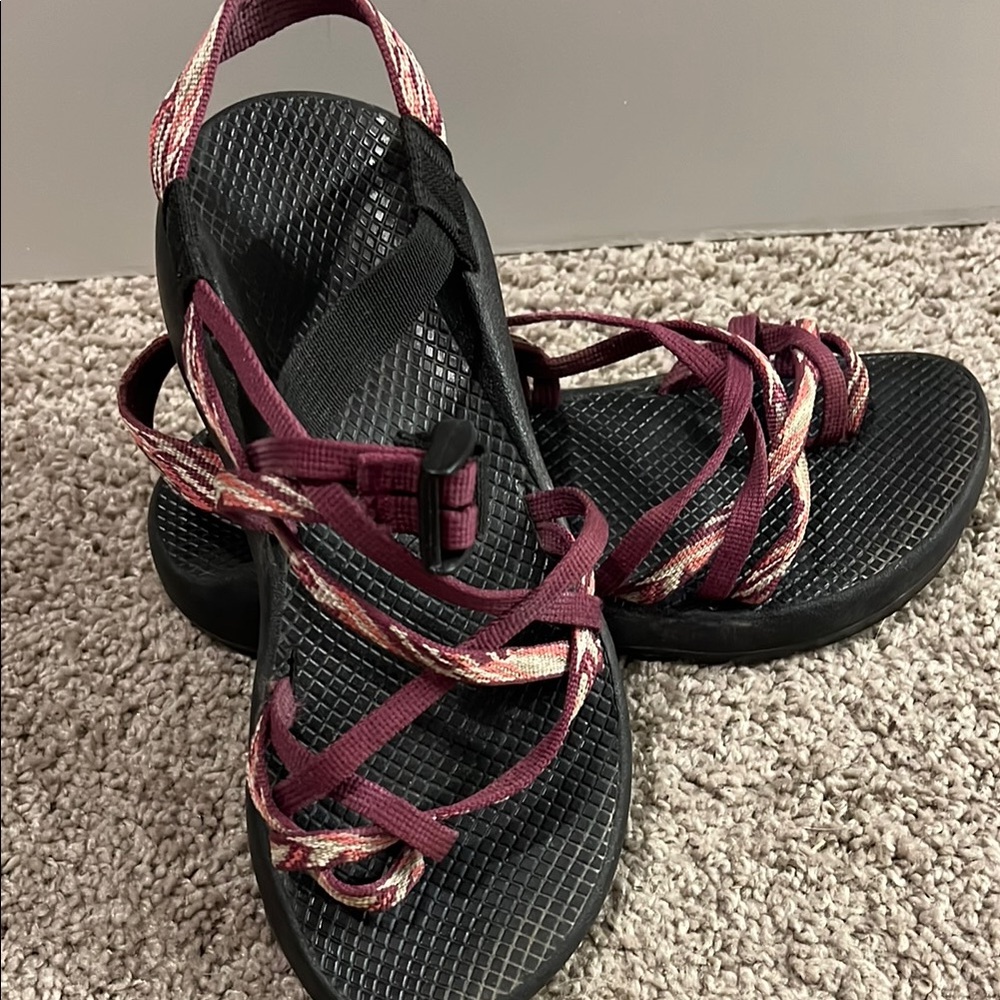 Chaco Black and Red Sport Sandals with Adjustable Straps